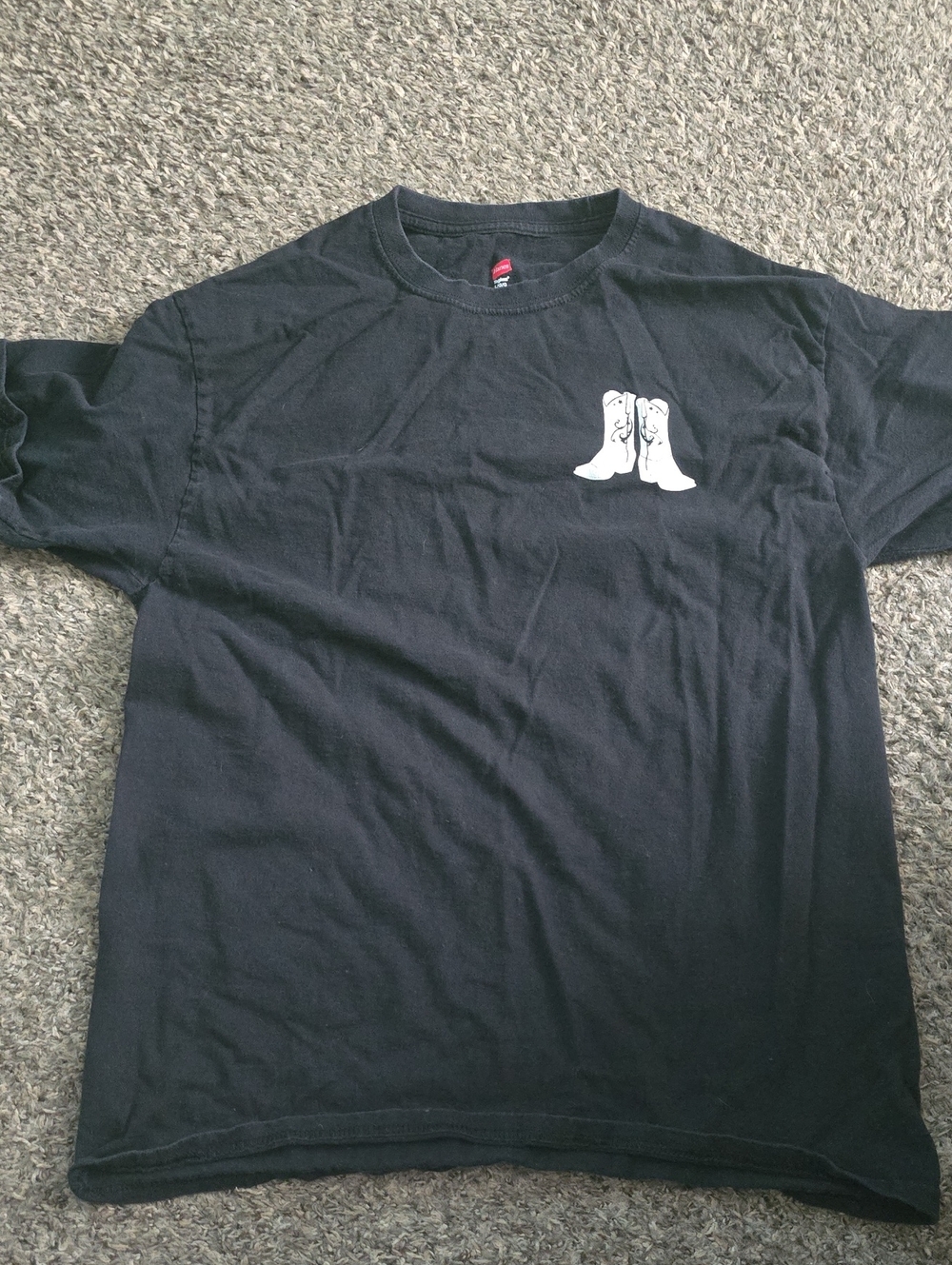 Hanes Black Short Sleeve Tee with White Boot Graphic